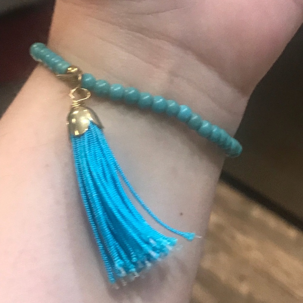 Turquoise beaded bracelet with tassel